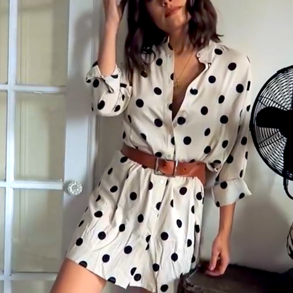 ASOS Stradivarius Polka Dot Shirt Dress